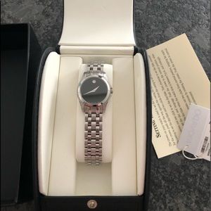Movado Black and stainless ladies watch